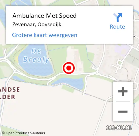 Locatie op kaart van de 112 melding: Ambulance Met Spoed Naar Zevenaar, Ooysedijk op 28 mei 2017 14:09