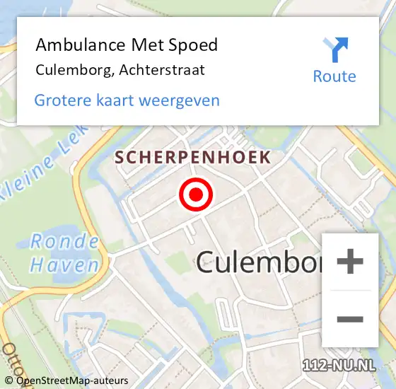 Locatie op kaart van de 112 melding: Ambulance Met Spoed Naar Culemborg, Achterstraat op 28 mei 2017 14:27