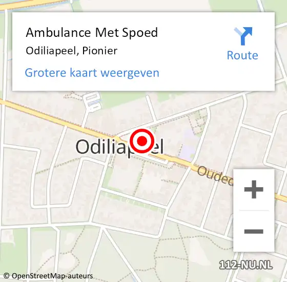 Locatie op kaart van de 112 melding: Ambulance Met Spoed Naar Odiliapeel, Pionier op 28 mei 2017 15:22