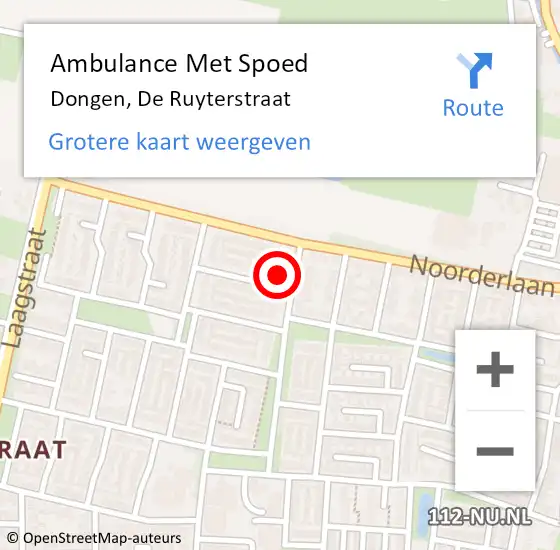 Locatie op kaart van de 112 melding: Ambulance Met Spoed Naar Dongen, De Ruyterstraat op 28 mei 2017 15:33