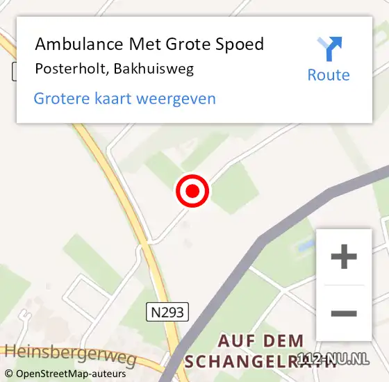 Locatie op kaart van de 112 melding: Ambulance Met Grote Spoed Naar Posterholt, Bakhuisweg op 22 januari 2014 00:01