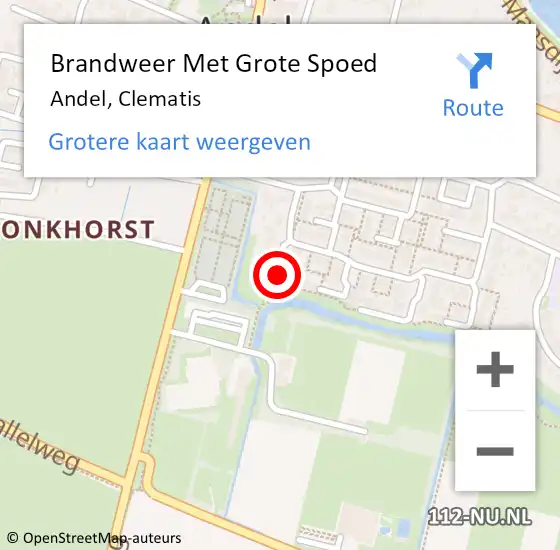 Locatie op kaart van de 112 melding: Brandweer Met Grote Spoed Naar Andel, Clematis op 22 januari 2014 00:01