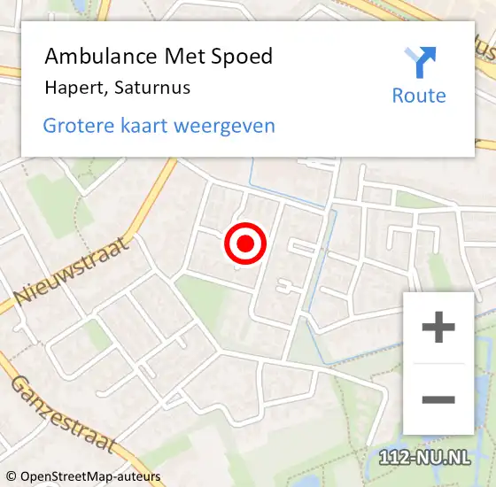 Locatie op kaart van de 112 melding: Ambulance Met Spoed Naar Hapert, Saturnus op 28 mei 2017 16:02