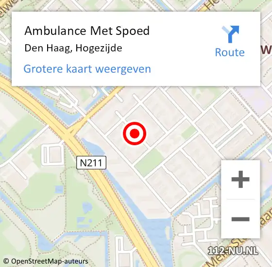 Locatie op kaart van de 112 melding: Ambulance Met Spoed Naar Den Haag, Hogezijde op 28 mei 2017 17:09