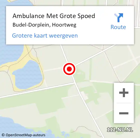 Locatie op kaart van de 112 melding: Ambulance Met Grote Spoed Naar Budel-Dorplein, Hoortweg op 28 mei 2017 17:59