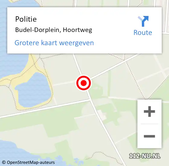 Locatie op kaart van de 112 melding: Politie Budel-Dorplein, Hoortweg op 28 mei 2017 18:01