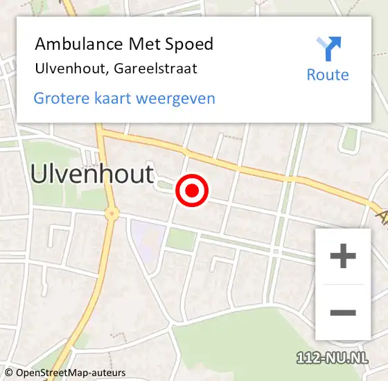 Locatie op kaart van de 112 melding: Ambulance Met Spoed Naar Ulvenhout, Gareelstraat op 28 mei 2017 18:07