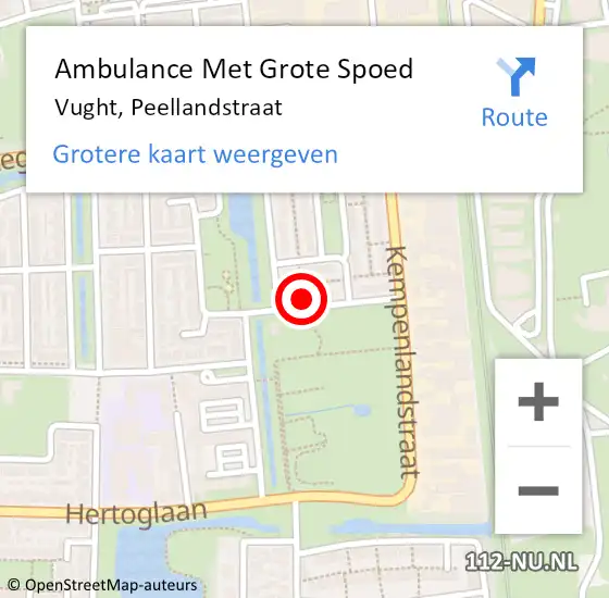 Locatie op kaart van de 112 melding: Ambulance Met Grote Spoed Naar Vught, Peellandstraat op 28 mei 2017 18:31