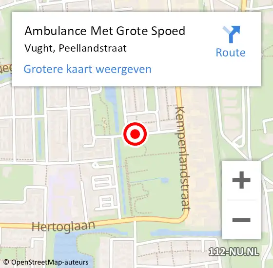 Locatie op kaart van de 112 melding: Ambulance Met Grote Spoed Naar Vught, Peellandstraat op 28 mei 2017 18:35