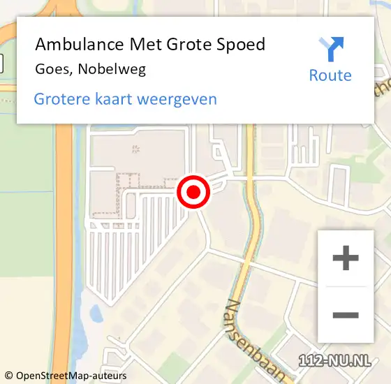 Locatie op kaart van de 112 melding: Ambulance Met Grote Spoed Naar Goes, Nobelweg op 28 mei 2017 18:36