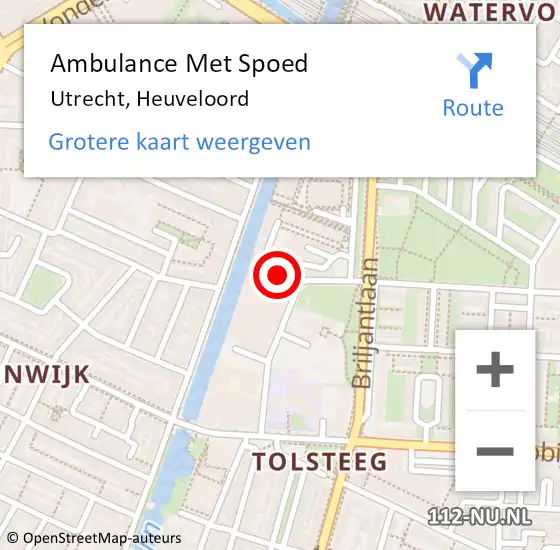 Locatie op kaart van de 112 melding: Ambulance Met Spoed Naar Utrecht, Heuveloord op 28 mei 2017 18:49