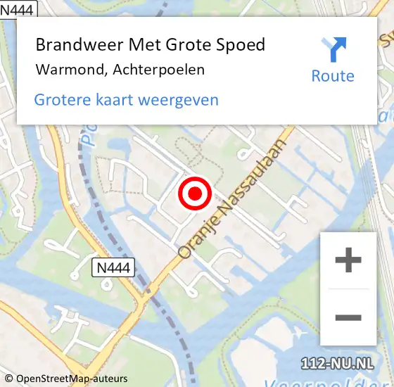 Locatie op kaart van de 112 melding: Brandweer Met Grote Spoed Naar Warmond, Achterpoelen op 28 mei 2017 18:53