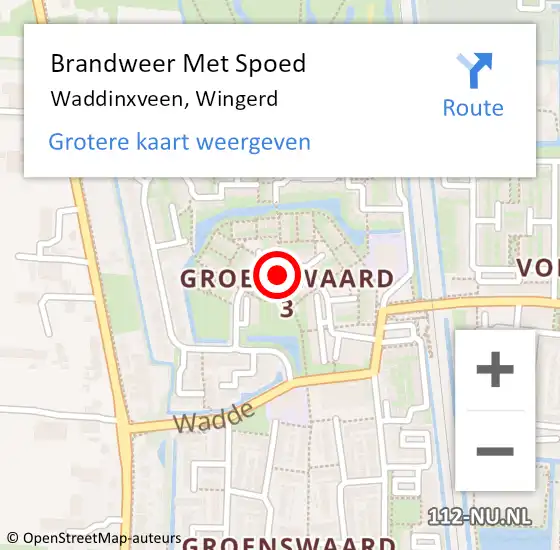 Locatie op kaart van de 112 melding: Brandweer Met Spoed Naar Waddinxveen, Wingerd op 28 mei 2017 19:12