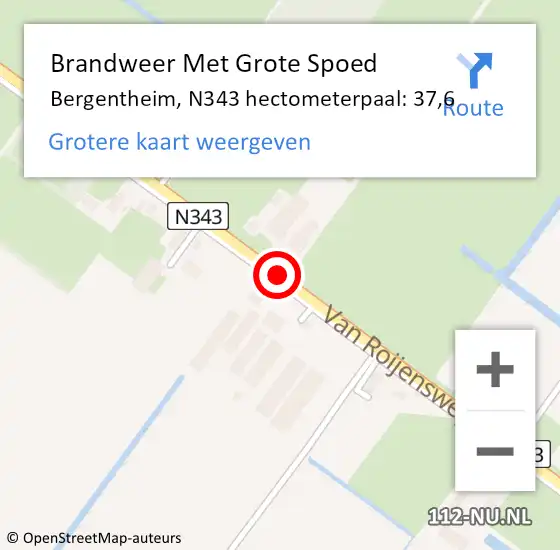 Locatie op kaart van de 112 melding: Brandweer Met Grote Spoed Naar Bergentheim, N343 hectometerpaal: 37,6 op 28 mei 2017 19:24