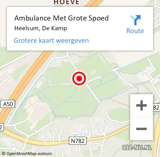 Locatie op kaart van de 112 melding: Ambulance Met Grote Spoed Naar Heelsum, De Kamp op 28 mei 2017 19:29