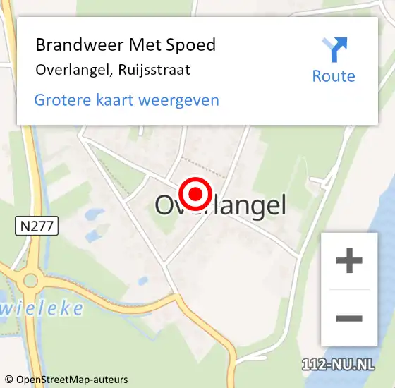 Locatie op kaart van de 112 melding: Brandweer Met Spoed Naar Overlangel, Ruijsstraat op 28 mei 2017 19:42