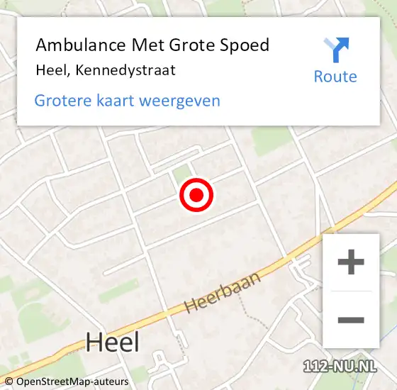 Locatie op kaart van de 112 melding: Ambulance Met Grote Spoed Naar Heel, Kennedystraat op 28 mei 2017 19:54