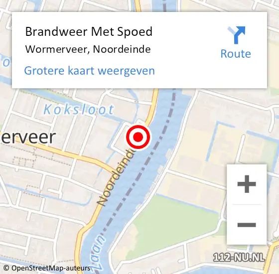 Locatie op kaart van de 112 melding: Brandweer Met Spoed Naar Wormerveer, Noordeinde op 28 mei 2017 20:34