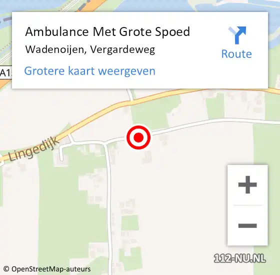 Locatie op kaart van de 112 melding: Ambulance Met Grote Spoed Naar Wadenoijen, Vergardeweg op 28 mei 2017 20:49