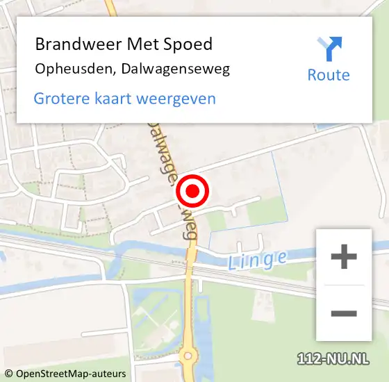 Locatie op kaart van de 112 melding: Brandweer Met Spoed Naar Opheusden, Dalwagenseweg op 28 mei 2017 20:51