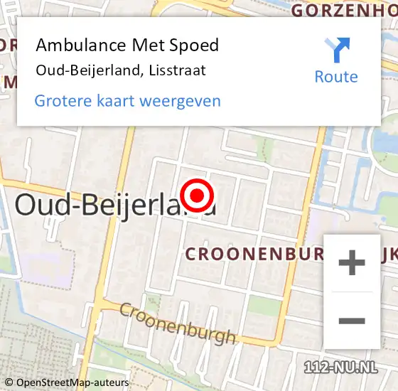 Locatie op kaart van de 112 melding: Ambulance Met Spoed Naar Oud-Beijerland, Lisstraat op 28 mei 2017 21:12