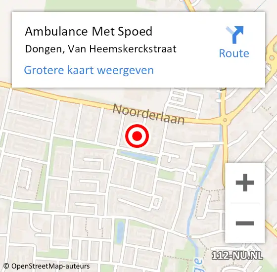 Locatie op kaart van de 112 melding: Ambulance Met Spoed Naar Dongen, Van Heemskerckstraat op 28 mei 2017 21:12