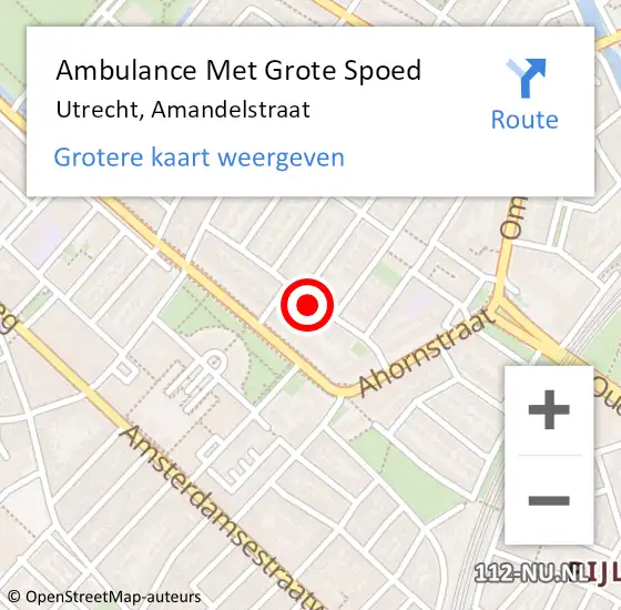 Locatie op kaart van de 112 melding: Ambulance Met Grote Spoed Naar Utrecht, Amandelstraat op 28 mei 2017 21:40