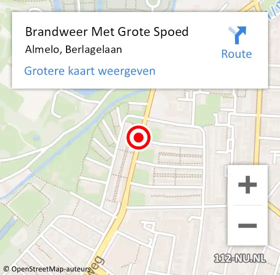 Locatie op kaart van de 112 melding: Brandweer Met Grote Spoed Naar Almelo, Berlagelaan op 28 mei 2017 22:03