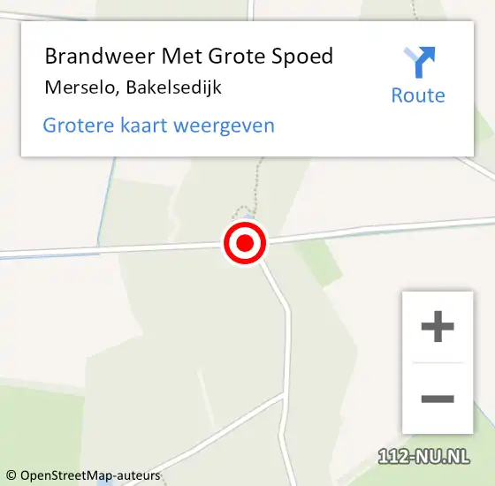 Locatie op kaart van de 112 melding: Brandweer Met Grote Spoed Naar Merselo, Bakelsedijk op 28 mei 2017 22:07