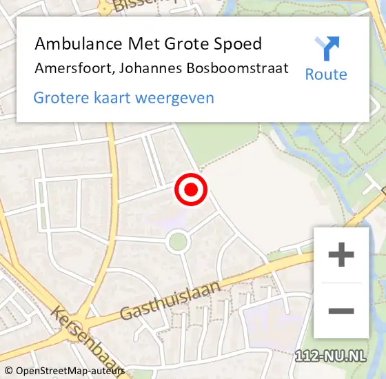 Locatie op kaart van de 112 melding: Ambulance Met Grote Spoed Naar Amersfoort, Johannes Bosboomstraat op 28 mei 2017 22:12