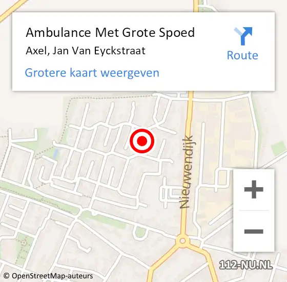 Locatie op kaart van de 112 melding: Ambulance Met Grote Spoed Naar Axel, Jan Van Eyckstraat op 28 mei 2017 22:24