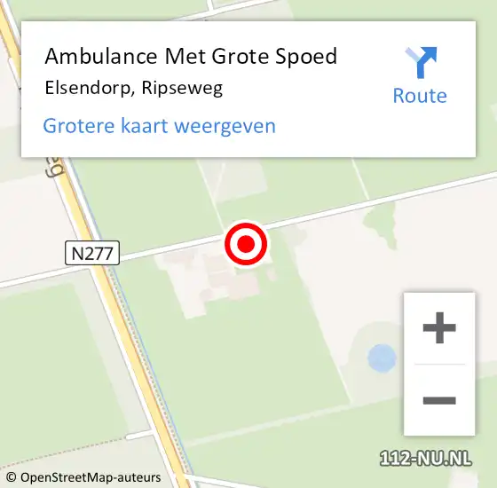 Locatie op kaart van de 112 melding: Ambulance Met Grote Spoed Naar Elsendorp, Ripseweg op 28 mei 2017 22:56