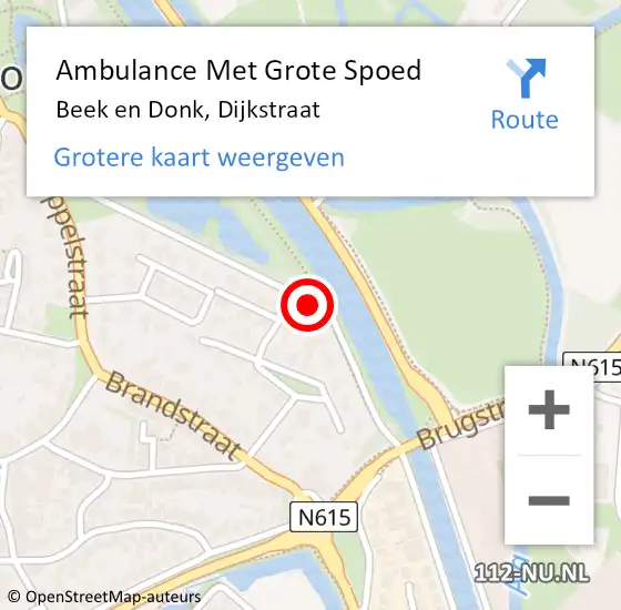 Locatie op kaart van de 112 melding: Ambulance Met Grote Spoed Naar Beek en Donk, Dijkstraat op 28 mei 2017 23:31