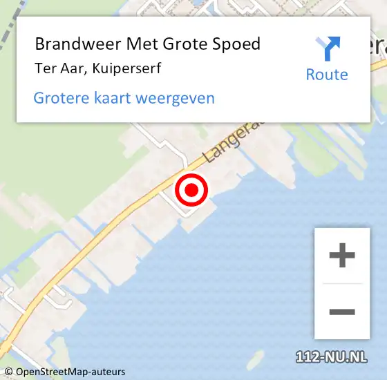 Locatie op kaart van de 112 melding: Brandweer Met Grote Spoed Naar Ter Aar, Kuiperserf op 29 mei 2017 00:29