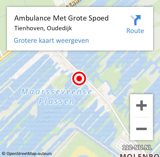 Locatie op kaart van de 112 melding: Ambulance Met Grote Spoed Naar Tienhoven, Oudedijk op 29 mei 2017 02:52