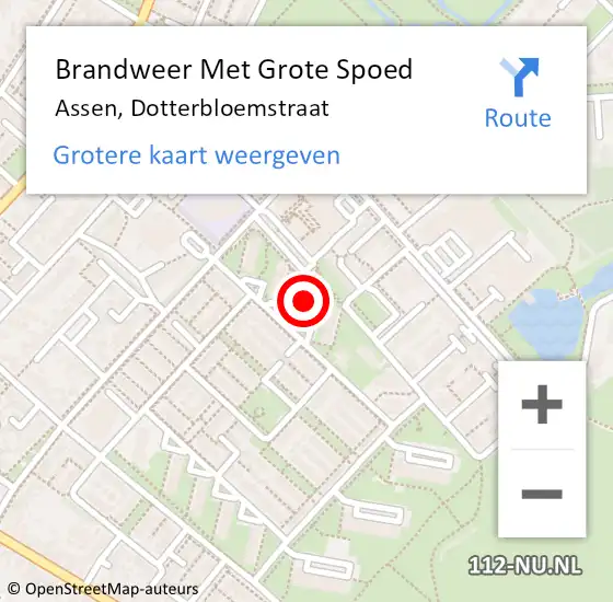 Locatie op kaart van de 112 melding: Brandweer Met Grote Spoed Naar Assen, Dotterbloemstraat op 29 mei 2017 03:11