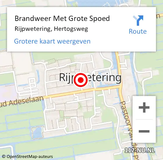 Locatie op kaart van de 112 melding: Brandweer Met Grote Spoed Naar Rijpwetering, Hertogsweg op 29 mei 2017 03:28