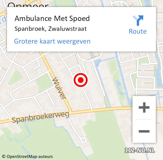 Locatie op kaart van de 112 melding: Ambulance Met Spoed Naar Spanbroek, Zwaluwstraat op 29 mei 2017 04:24