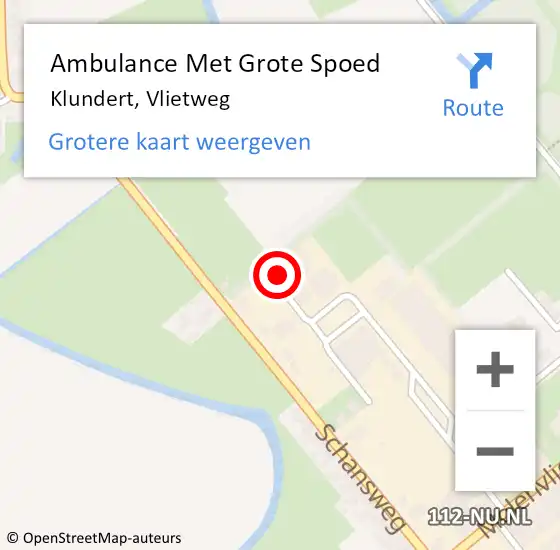 Locatie op kaart van de 112 melding: Ambulance Met Grote Spoed Naar Klundert, Vlietweg op 29 mei 2017 04:38