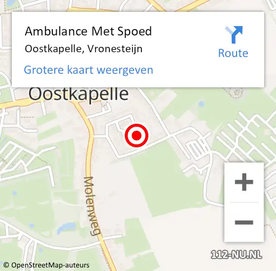 Locatie op kaart van de 112 melding: Ambulance Met Spoed Naar Oostkapelle, Vronesteijn op 29 mei 2017 06:29