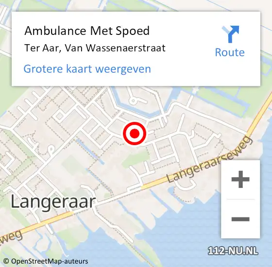 Locatie op kaart van de 112 melding: Ambulance Met Spoed Naar Ter Aar, Van Wassenaerstraat op 29 mei 2017 06:44