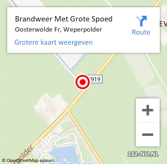 Locatie op kaart van de 112 melding: Brandweer Met Grote Spoed Naar Oosterwolde Fr, Weperpolder op 29 mei 2017 07:08