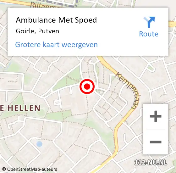 Locatie op kaart van de 112 melding: Ambulance Met Spoed Naar Goirle, Putven op 29 mei 2017 07:30