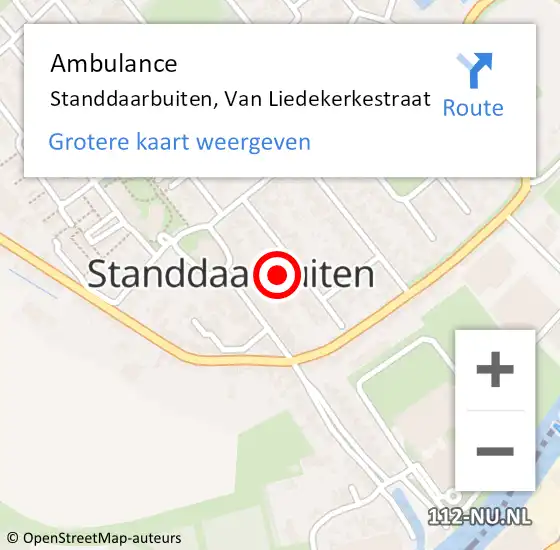 Locatie op kaart van de 112 melding: Ambulance Standdaarbuiten, Van Liedekerkestraat op 29 mei 2017 08:02