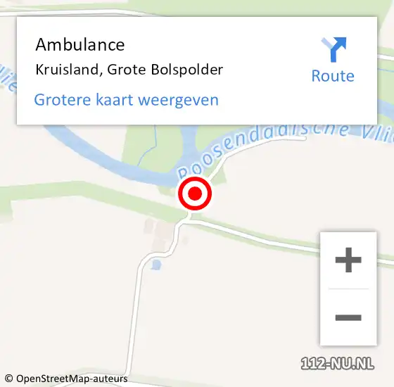 Locatie op kaart van de 112 melding: Ambulance Kruisland, Grote Bolspolder op 29 mei 2017 08:11