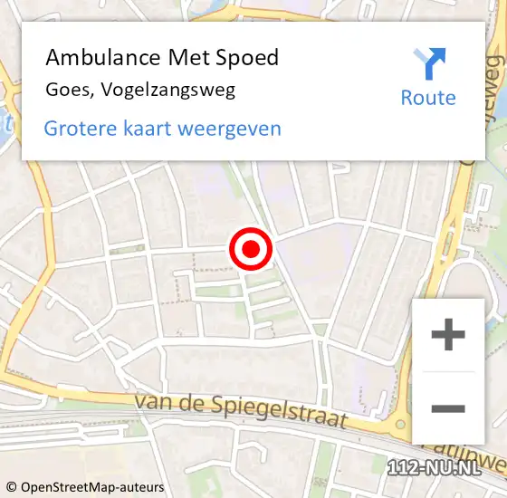 Locatie op kaart van de 112 melding: Ambulance Met Spoed Naar Goes, Vogelzangsweg op 29 mei 2017 08:13