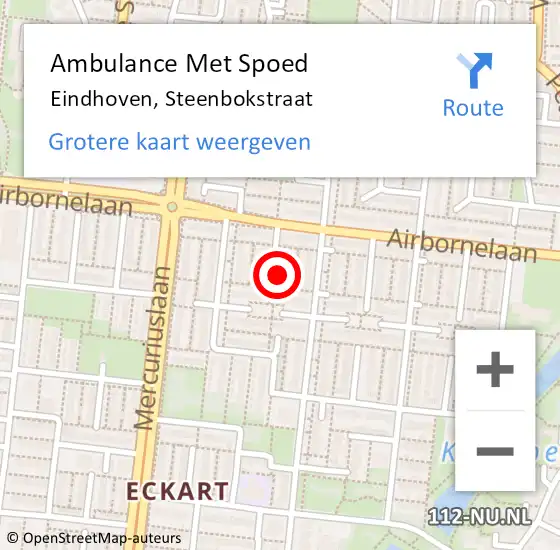 Locatie op kaart van de 112 melding: Ambulance Met Spoed Naar Eindhoven, Steenbokstraat op 29 mei 2017 08:37