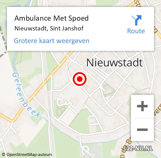 Locatie op kaart van de 112 melding: Ambulance Met Spoed Naar Nieuwstadt, Sint Janshof op 29 mei 2017 08:41