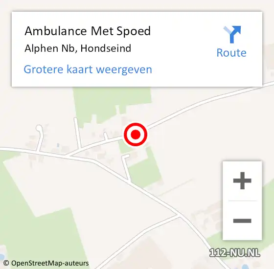 Locatie op kaart van de 112 melding: Ambulance Met Spoed Naar Alphen Nb, Hondseind op 29 mei 2017 09:12