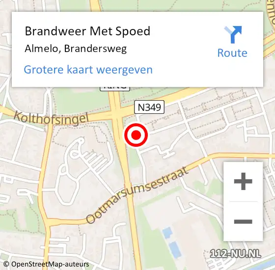 Locatie op kaart van de 112 melding: Brandweer Met Spoed Naar Almelo, Brandersweg op 29 mei 2017 09:44